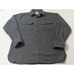 LL Bean Shirt Mens Gray XL Chamois 100% Cotton Flannel Button Up Long Sleeve Vtg